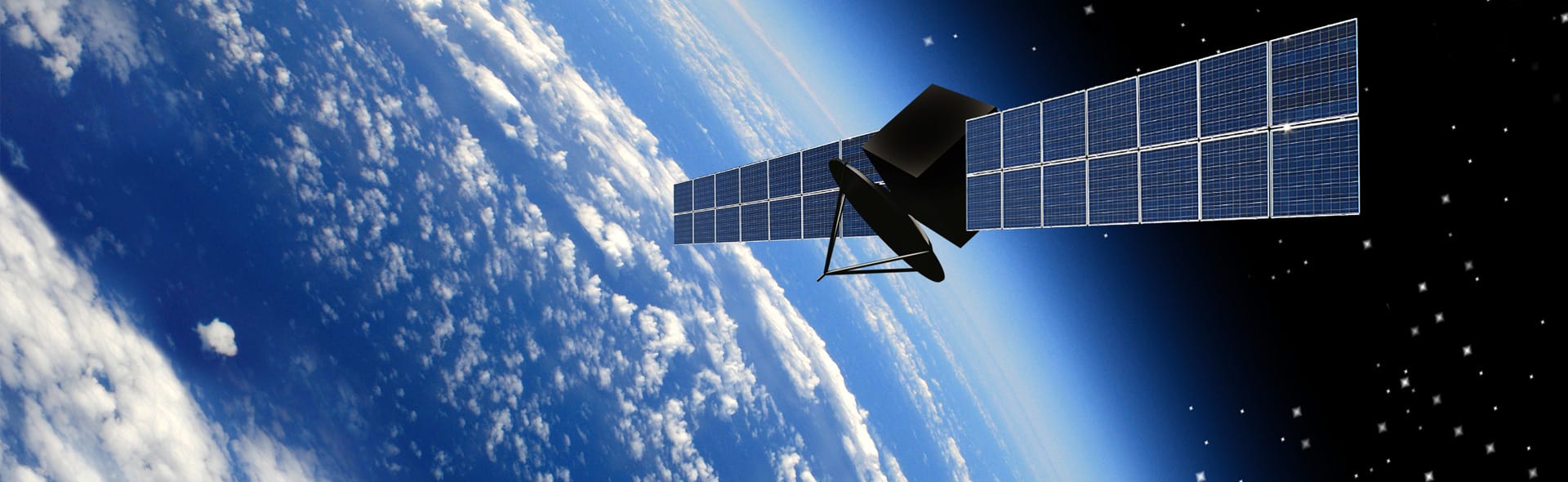 Satellit im Weltall vor der Erde