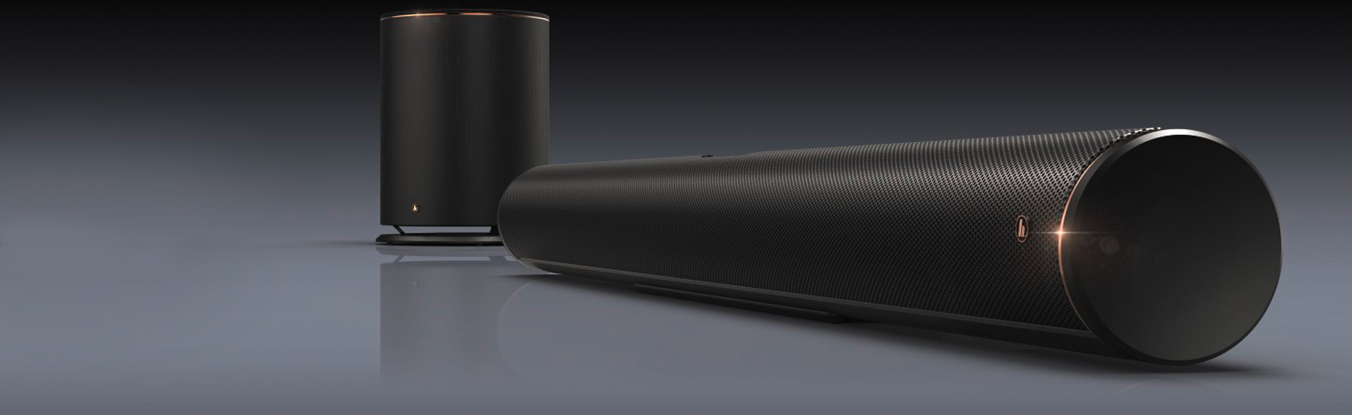 runde Soundbar mit Subwoofer