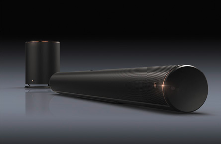 runde Soundbar mit Subwoofer