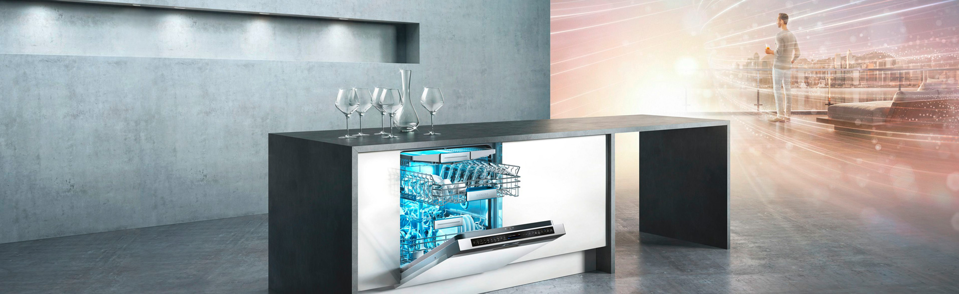 moderne Spühlmaschine in einem offenem Raum