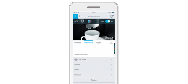 Handyapp zur Einstellung der Kaffemaschine