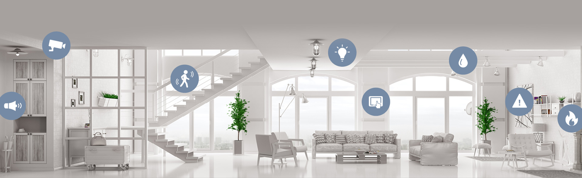 Moderne Wohung mit unterschiedlichen Symbolen an Möbeln