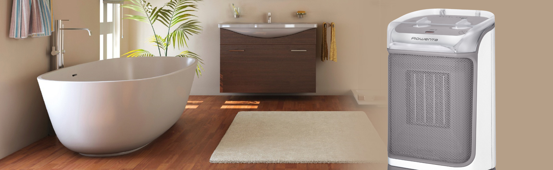 weißer Heizlüfter in modernem Badezimmer