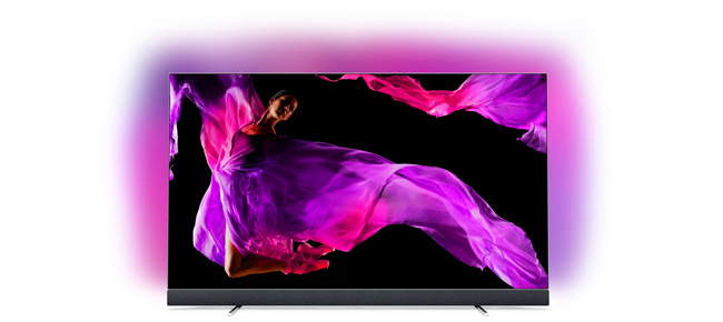 Fernseher mit intensiven Schwarz- und Pinkfarben