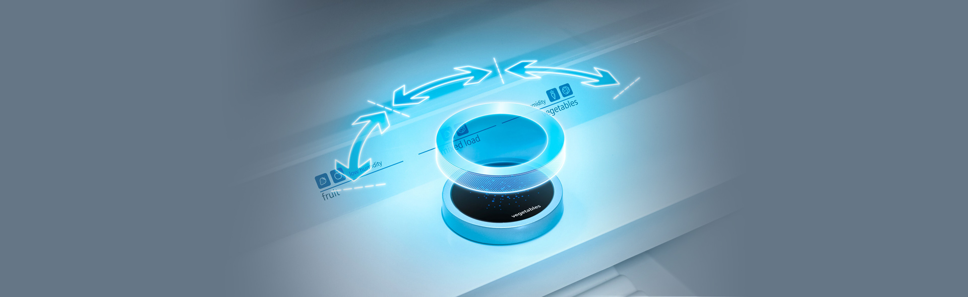 Runder Regler mit Pfeilen in beide Richtungen