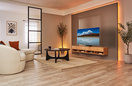 Fernseher in gemütlichem Wohnzimmer