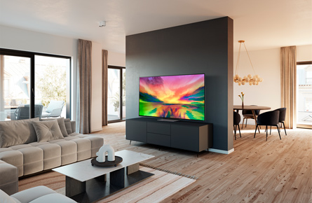 Fernseher in offenem Wohnzimmer