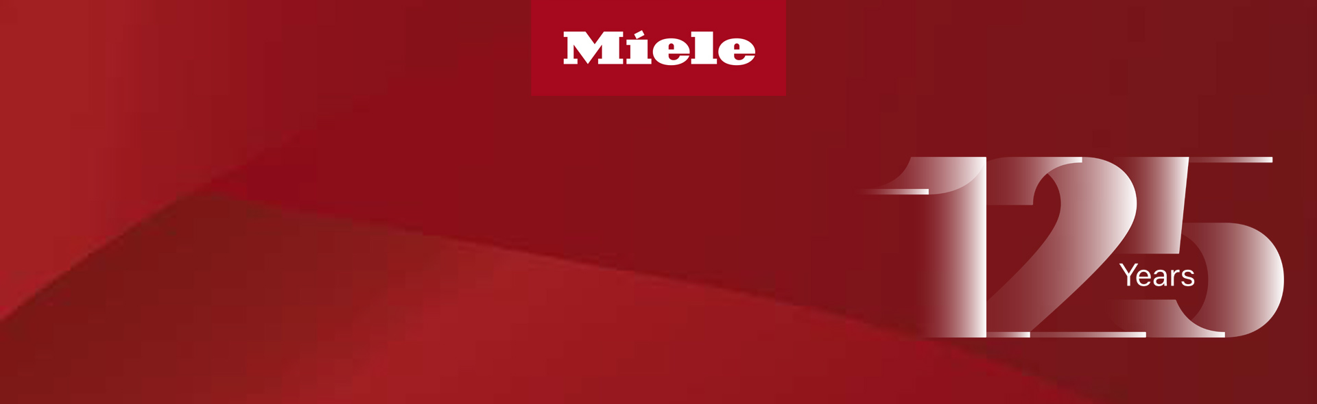 Miele Logo und Aufschrift 125 Jahre auf roter Farbe