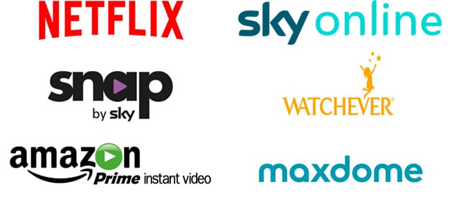 verschiedene Logos von Streaminganbietern