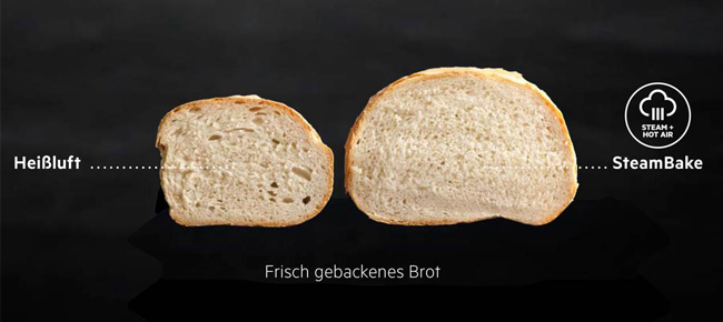 Vergleich von mit Heißluft oder SteamBake gebackenem Brot