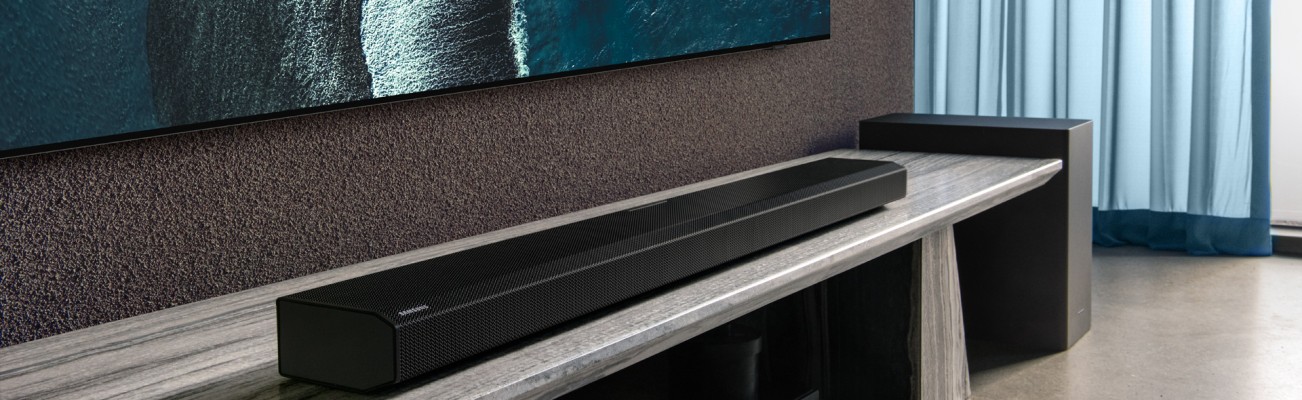 Kopfzeilenbild für die Seite „Volle Klänge mit der Samsung Soundbar“
