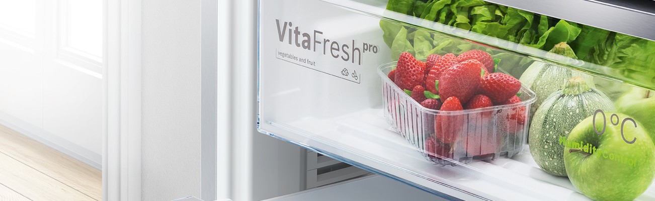 Kopfzeilenbild für die Seite „Langanhaltende Frische mit Vita Fresh Pro Bosch Kühlgeräten“
