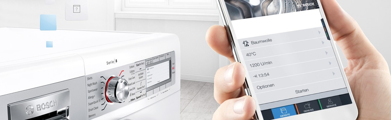 Kopfzeilenbild für die Seite „Bosch WLAN-Waschmaschinen: Die Zukunft des Waschens“