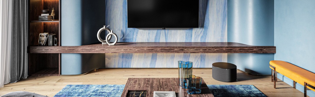 Kopfzeilenbild für die Seite „Loewe klang sub1: Stylischer Subwoofer für tiefe, vibrationsfreie Bässe beim TV-Erlebnis“