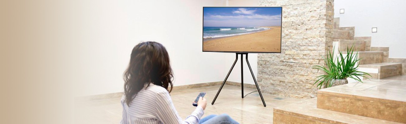 Kopfzeilenbild für die Seite „Ein Fernseher wie ein Gemälde mit dem Hama Standfuß im Staffelei-Design“
