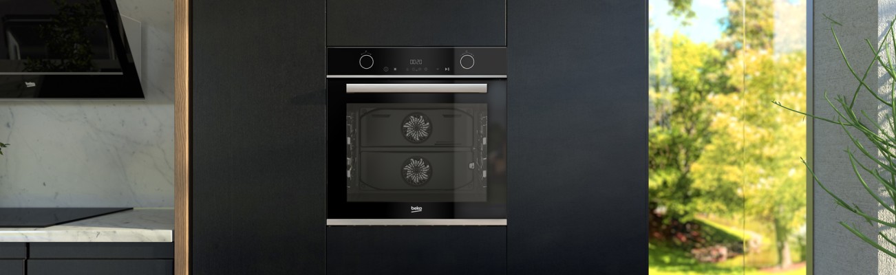 Kopfzeilenbild für die Seite „Ein Garraum für zwei Gerichte gleichzeitig: Der Backofen BEKO BBVM13400XDS mit Split&Cook®-Technologie“