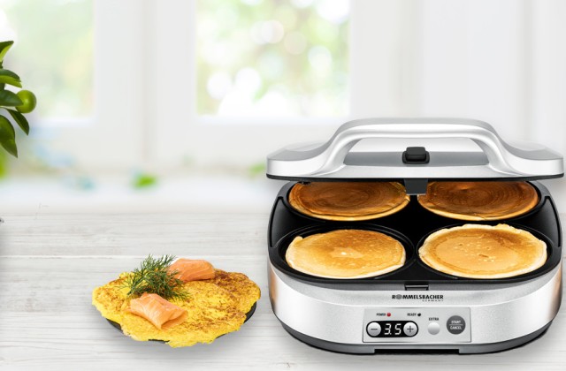Vorschaubild für den Artikel „Rommelsbacher Pancakemaker PC 1800 Pam: Schnell und sicher Pancakes und andere Köstlichkeiten zubereiten“
